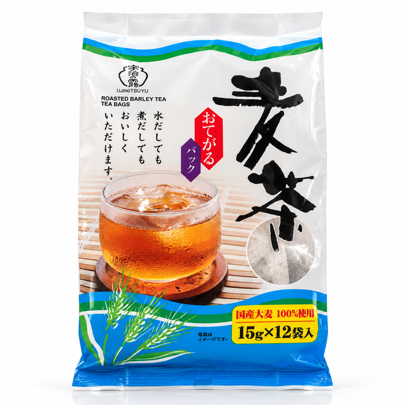 Ujinotsuyu Mugicha Japanese Roasted Barley Tea 宇治之露麦茶（日本烘焙大麦茶） (15克 x 12茶包) 180克