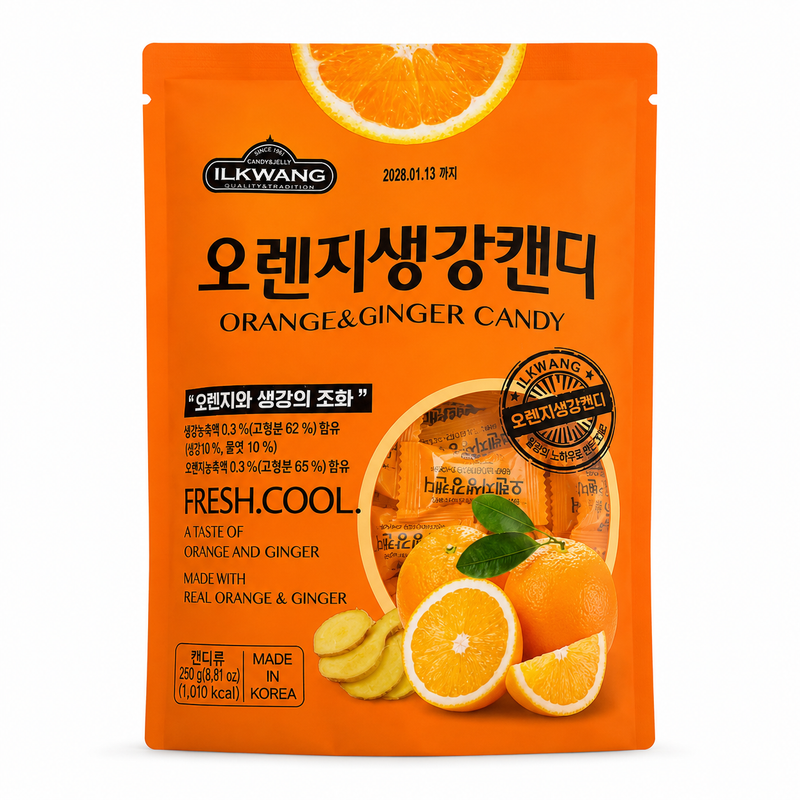 ILKWANG Apelsin- och Ingefärsgodis 250g