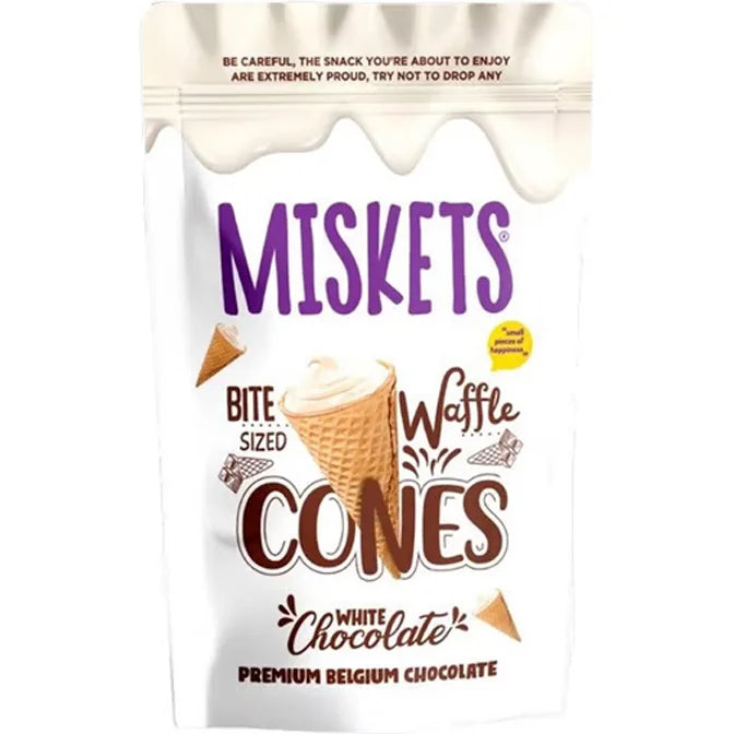 Miskets Waffle White Chocolate Filled Mini Cones 70g