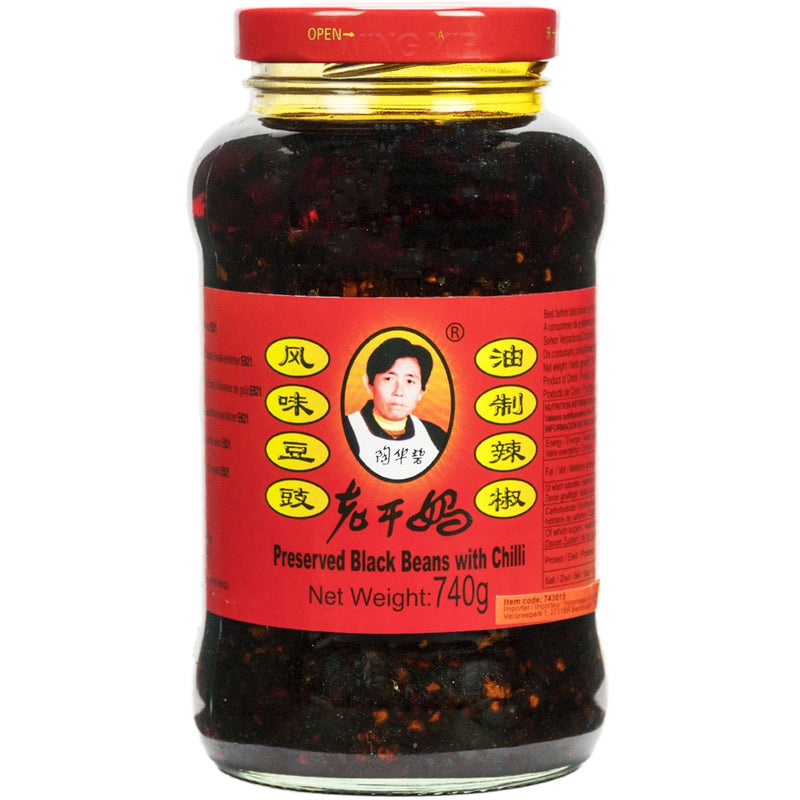 Lao Gan Ma Konserverade svartbönor i Chiliolja 740g