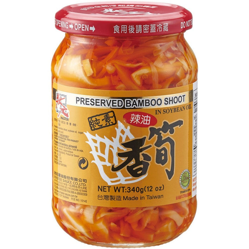 Master Preserved Bamboo Shoot in Soybean Oil 状元牌辣油香笋 340g