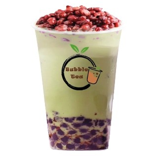 Matcha Adzuki Red Bean Bubble Tea 抹茶红豆珍珠奶茶 (当日现做) ca 450g