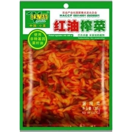 Weijute Pickled Vegetables with Chili Oil 味聚特红油榨菜 138g