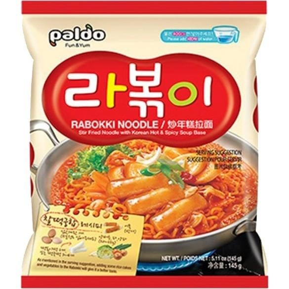 Paldo Rabokki Stir Fried Noodle with Korean Hot & Spicy Soup Base 八道炒年糕拉面 145克
