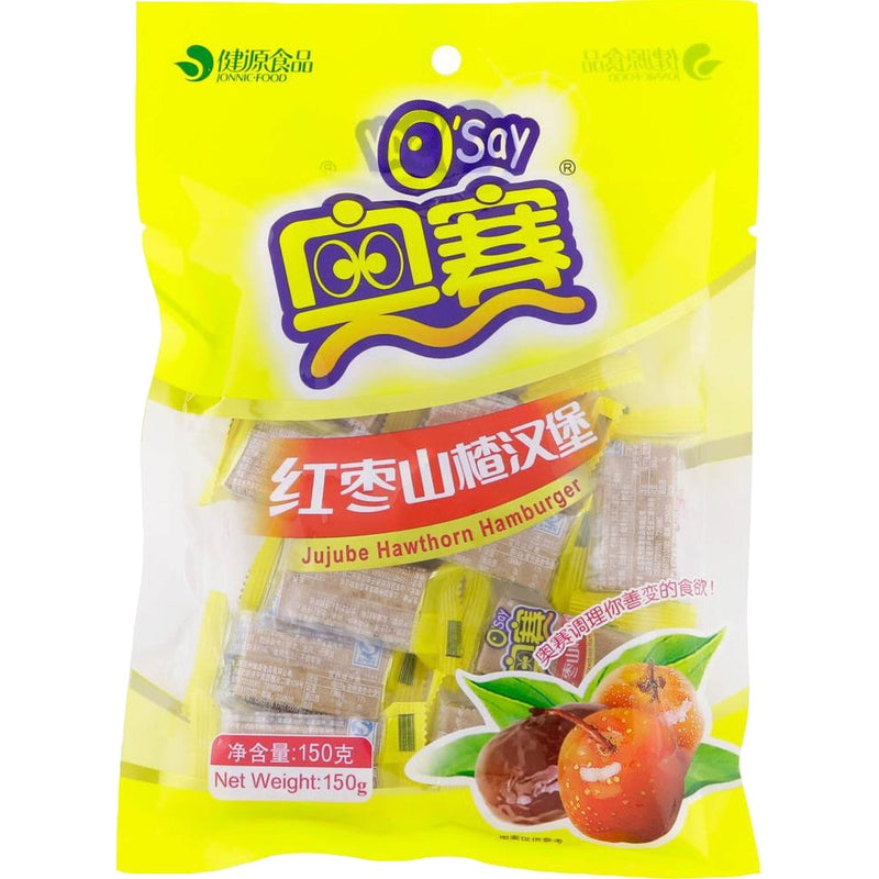 O'say Hagtorn- och jujubesnack hamburgerform 150g