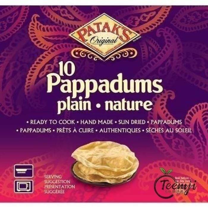 Pataks Pappadums Plain Flavour 100G Rice/dried
